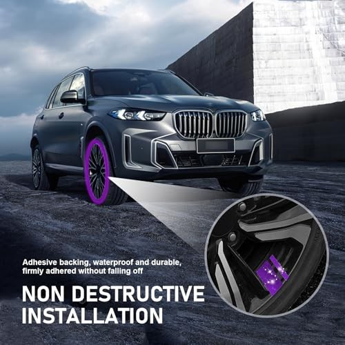 4 PCS Car Wheel Rim Decal, Diamond Encrusted Shiny Sticker Fits 18″ – Purple