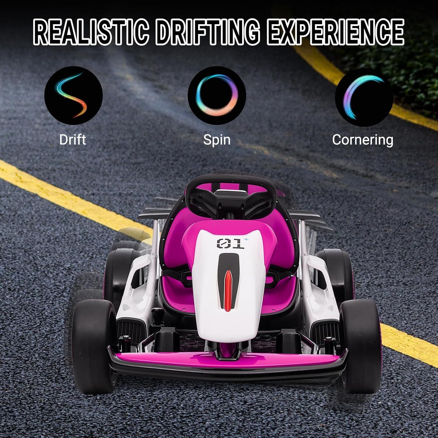 Kids Go Kart 24V, Electric Drift Kart With 2x150W Strong Motors for Boys Girls