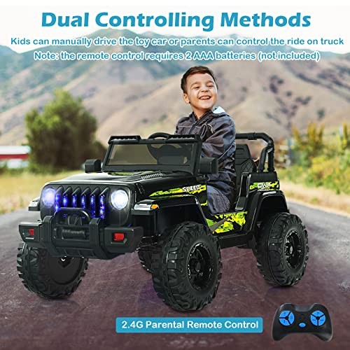 Kids Ride on Car Truck with 2.4G Remote Control, 12V Battery Dark Black