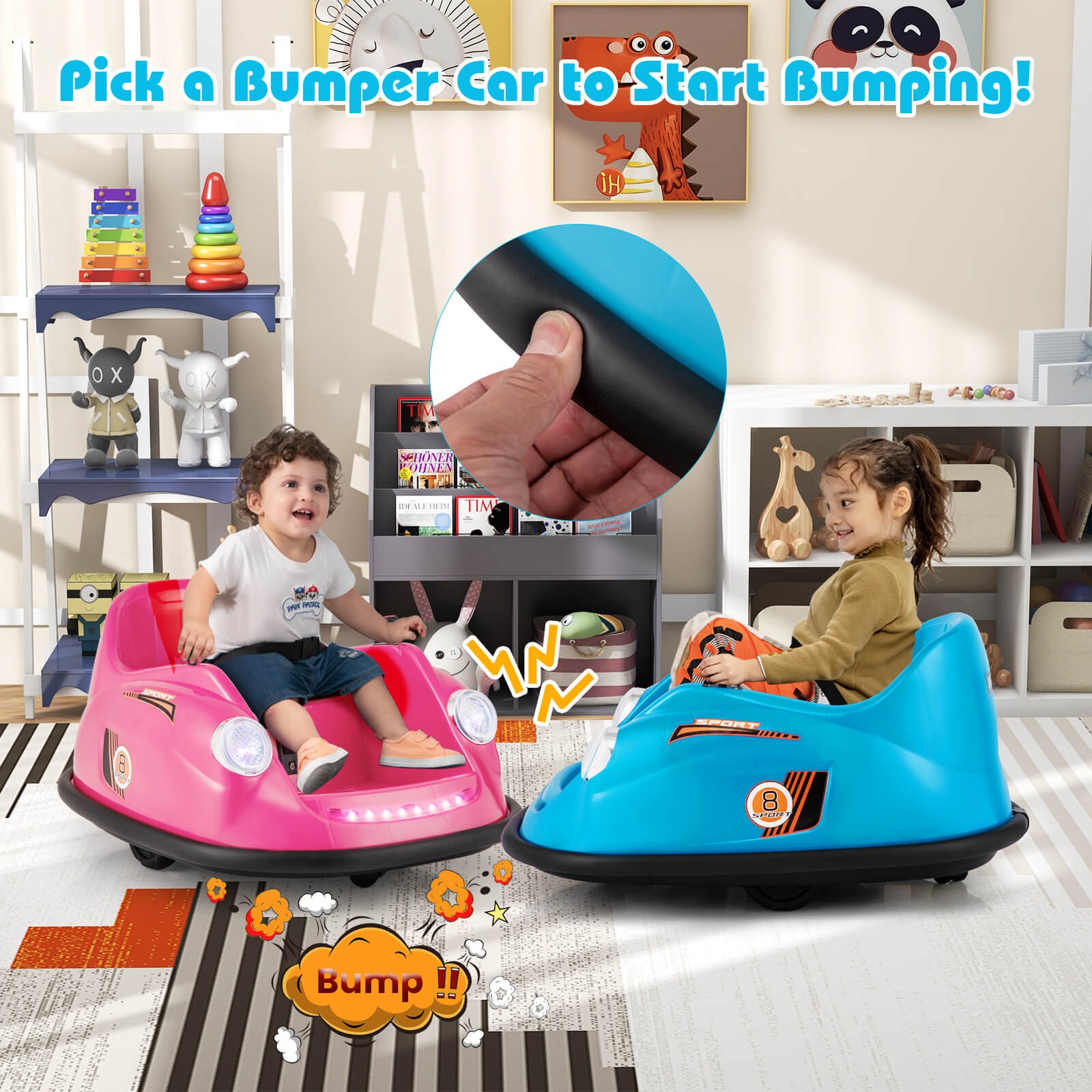 Ride on Bumper Car for Kids with Remote Control 360 Degree Spin LED Light
