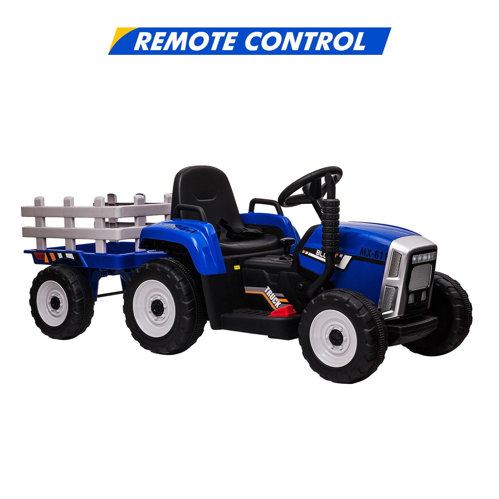 Battery‑Powered 12V Kids Tractor w/ Remote,25/35W Motor, LED, Educational Audio