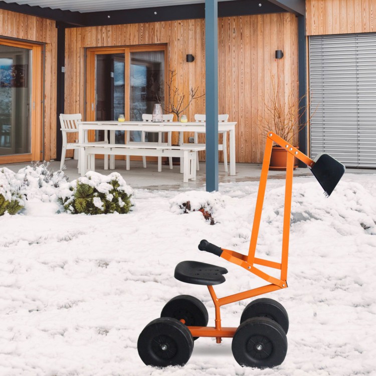Ride-On Sand Digger Excavator for Kids 4-12, Metal Frame, 360° Seat, All-Season