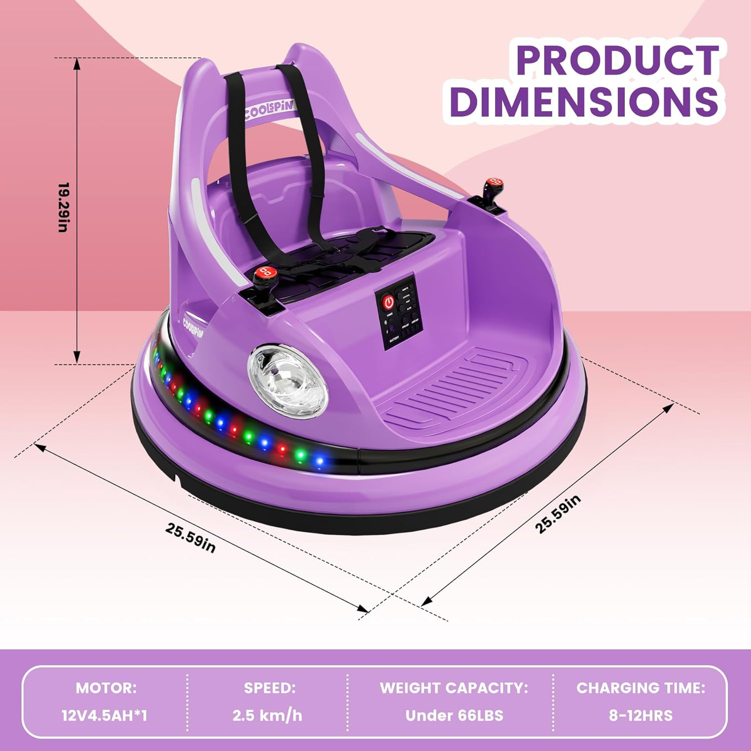Ride on Bumper Car for Toddlers, 12V Battery Car for Kids W/Parent Remote, 2-Spe