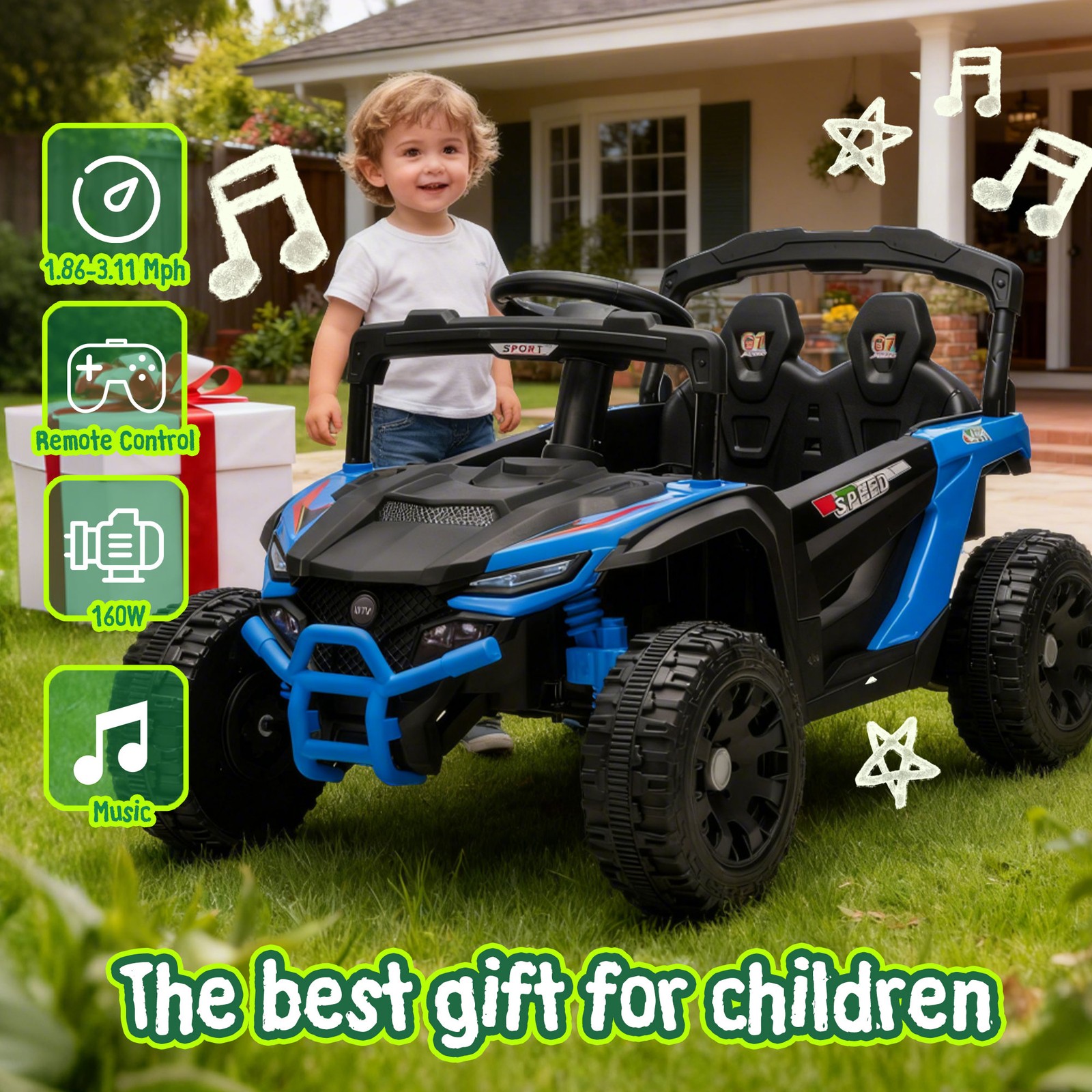 24V Kids ride on UTV W/ 2.4G PC,80W*2,Four-wheel suspension for Kids Aged 3-5
