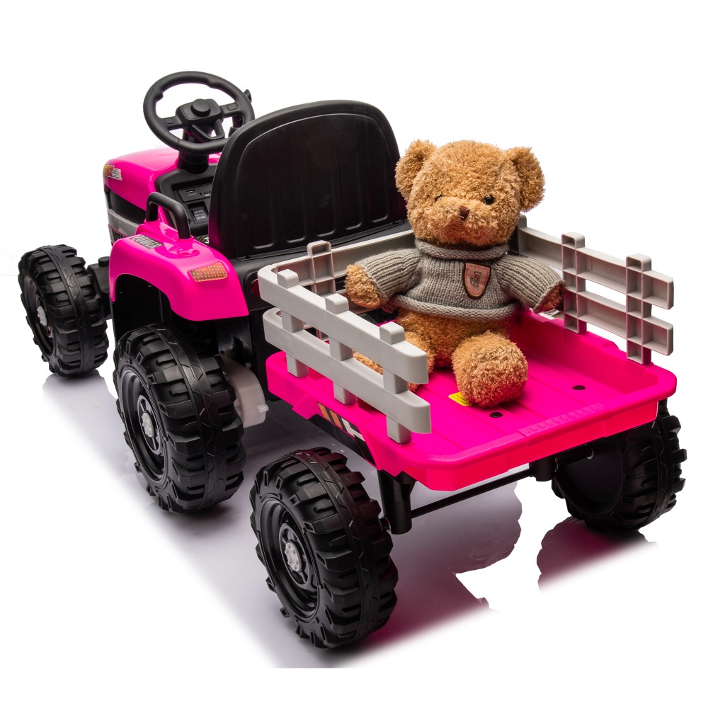 24V Battery Electric Ride on Tractor w/ Trailer 200w*2motor 1.86-4.97MPH/Remote