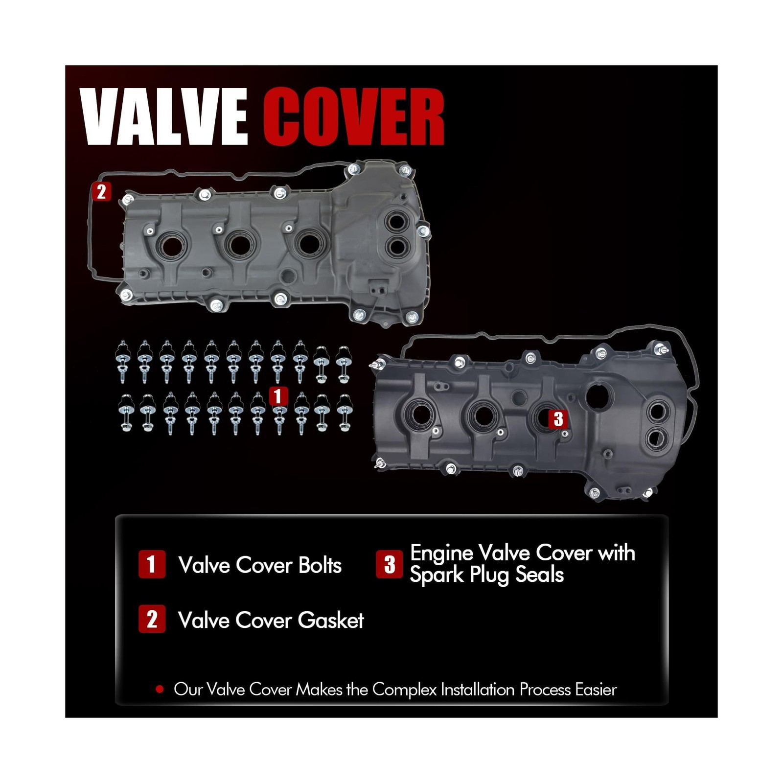 MITZONE Valve Cover Set Compatible with Ford Edge Explorer F-150 Flex Mustang…