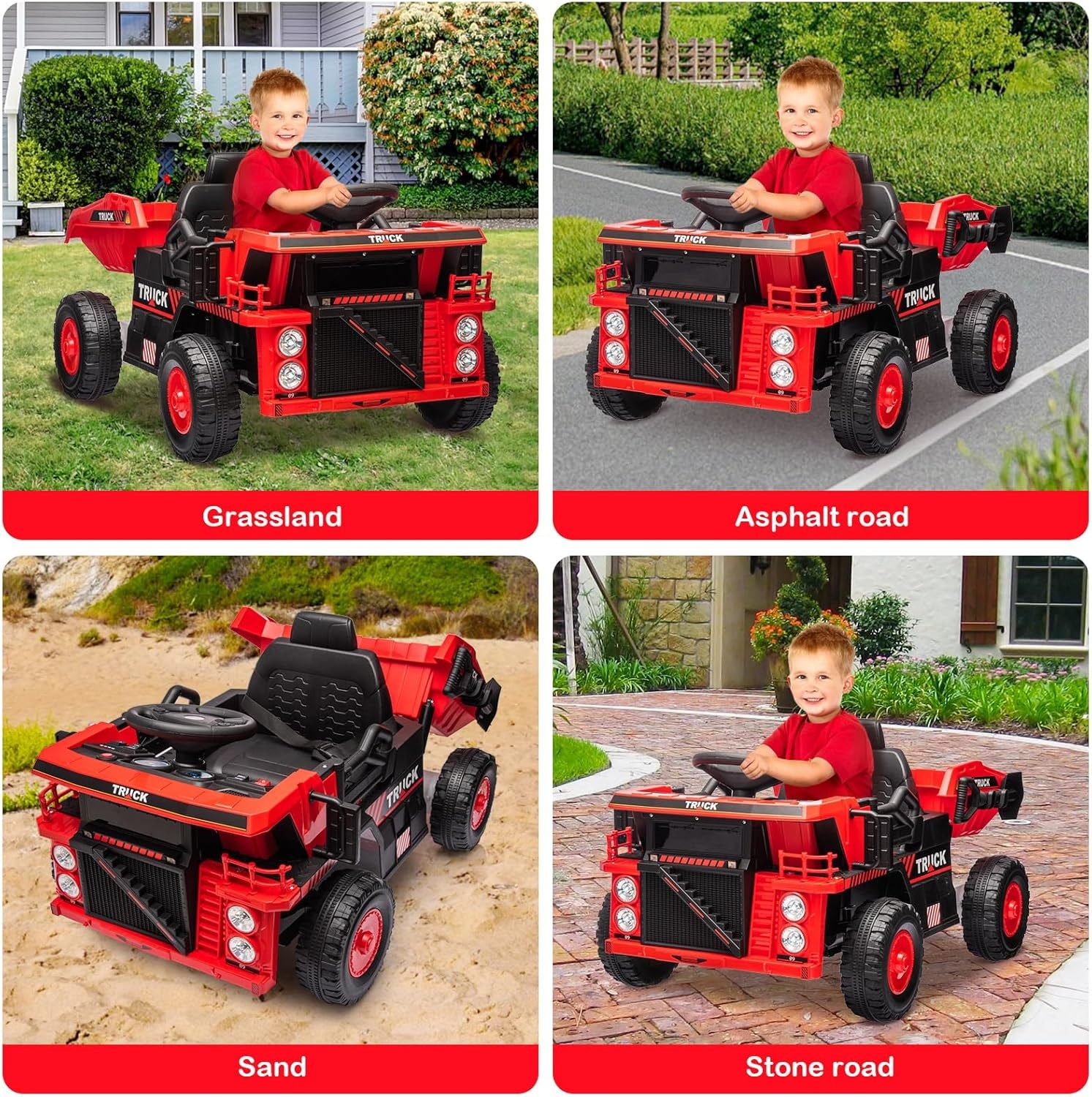12V Electric Kid Car Dual Remote Control 35W Motors Ride On Truck Toy Music