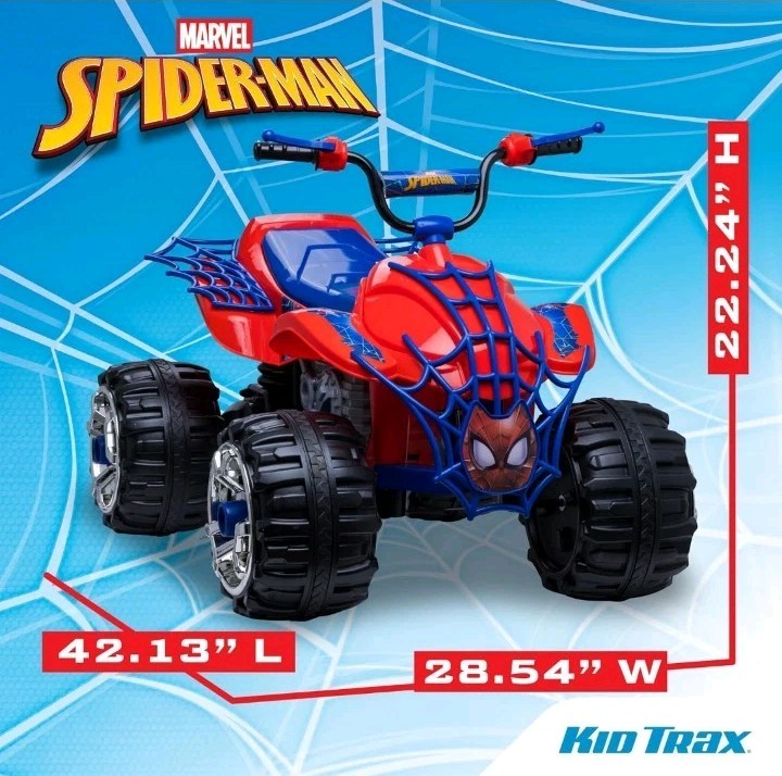 12V Electric Kids Trax Spiderman Toddler ATV Ride On Car Toy 3-7 Years 88lbs