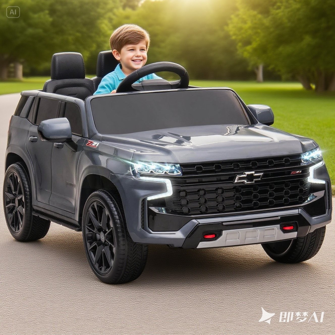 12V Licensed Chevrolet TAHOE Kids Ride-on Toy w/ Music Suspension System Grey