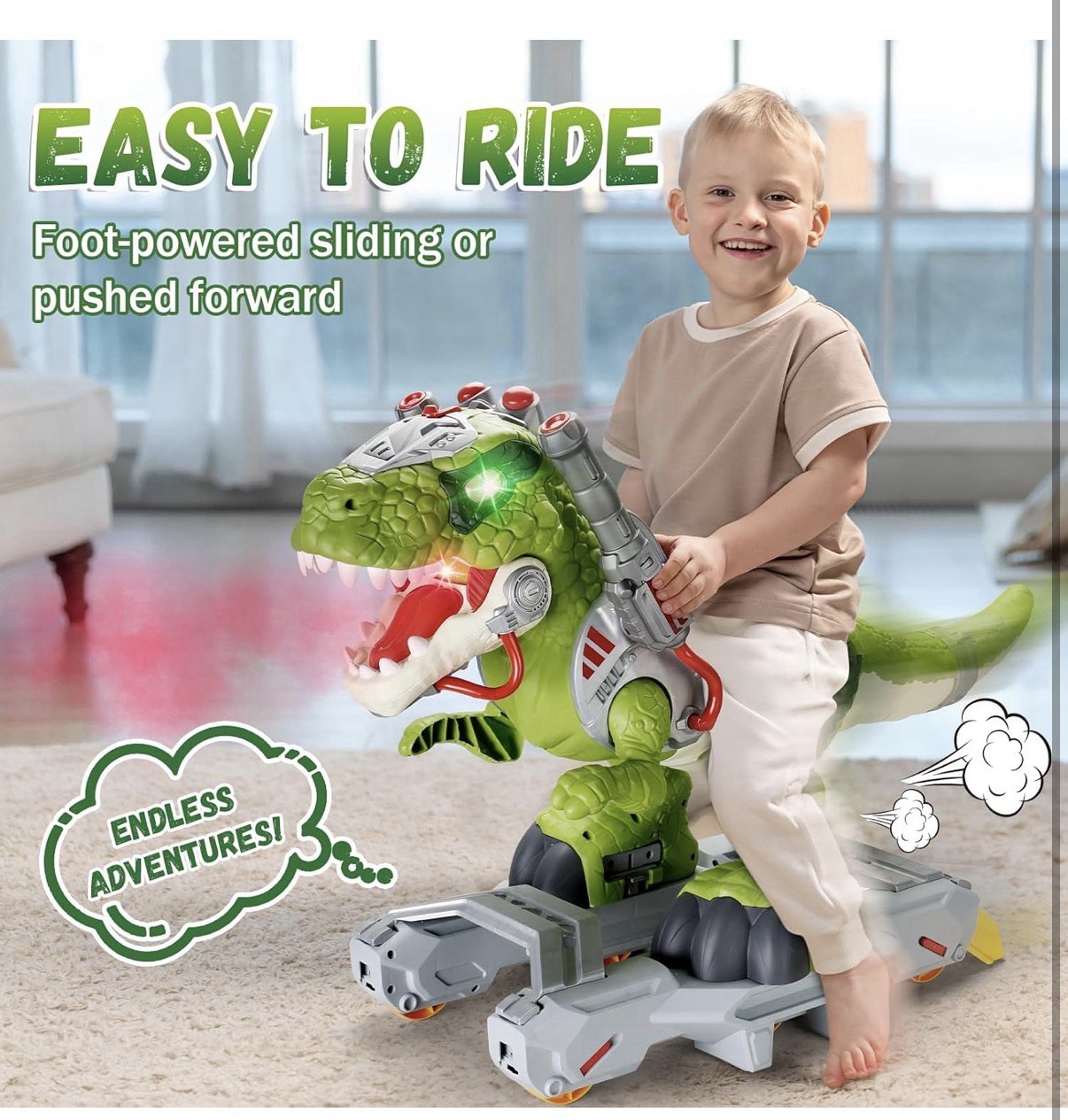 Dinosaur Ride On Toy Cars for Kids, Toddler Electric Ride On Toys with Music