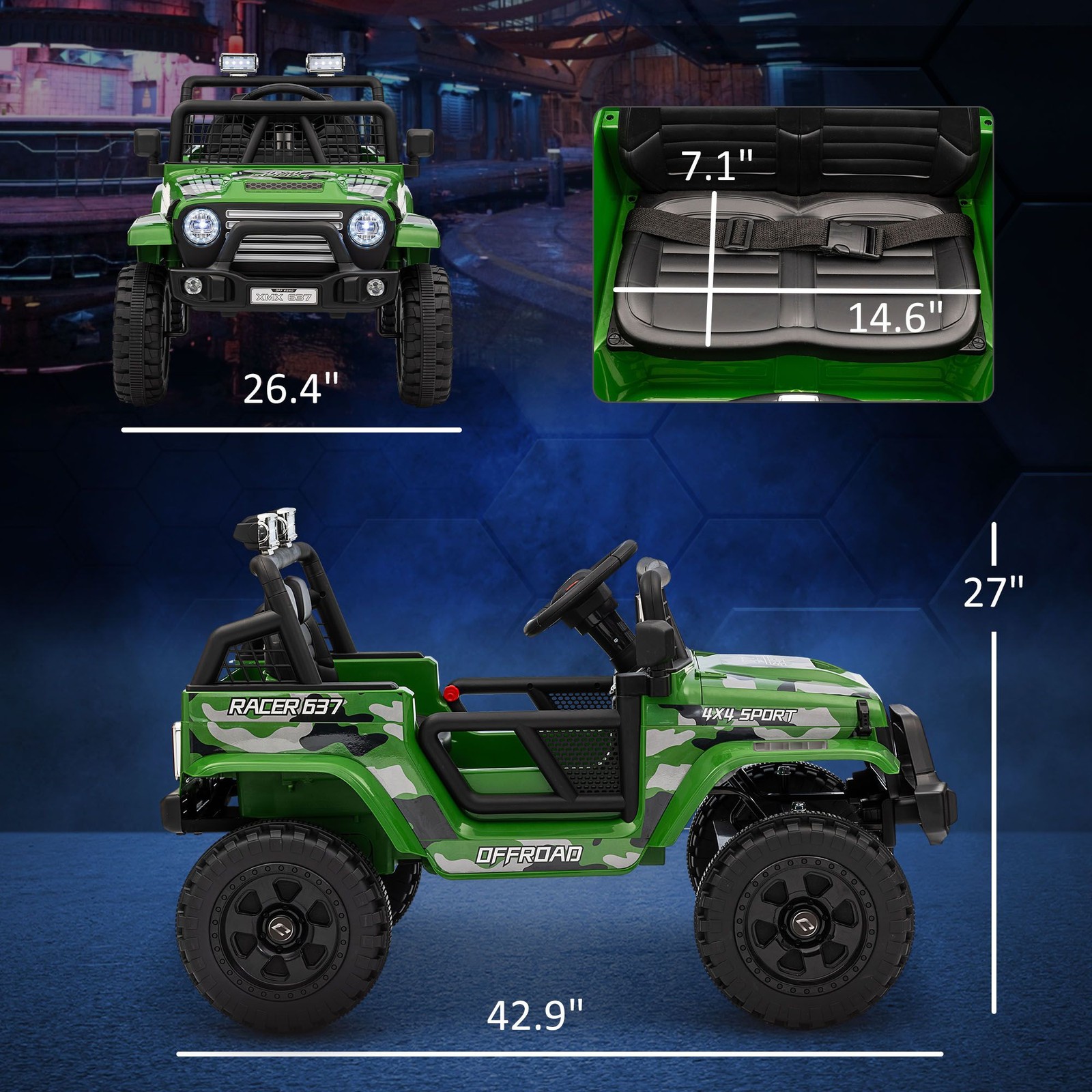Toy Ride On Car 12V Twin Motors 4-Wheel Suspension 110lb Max Green
