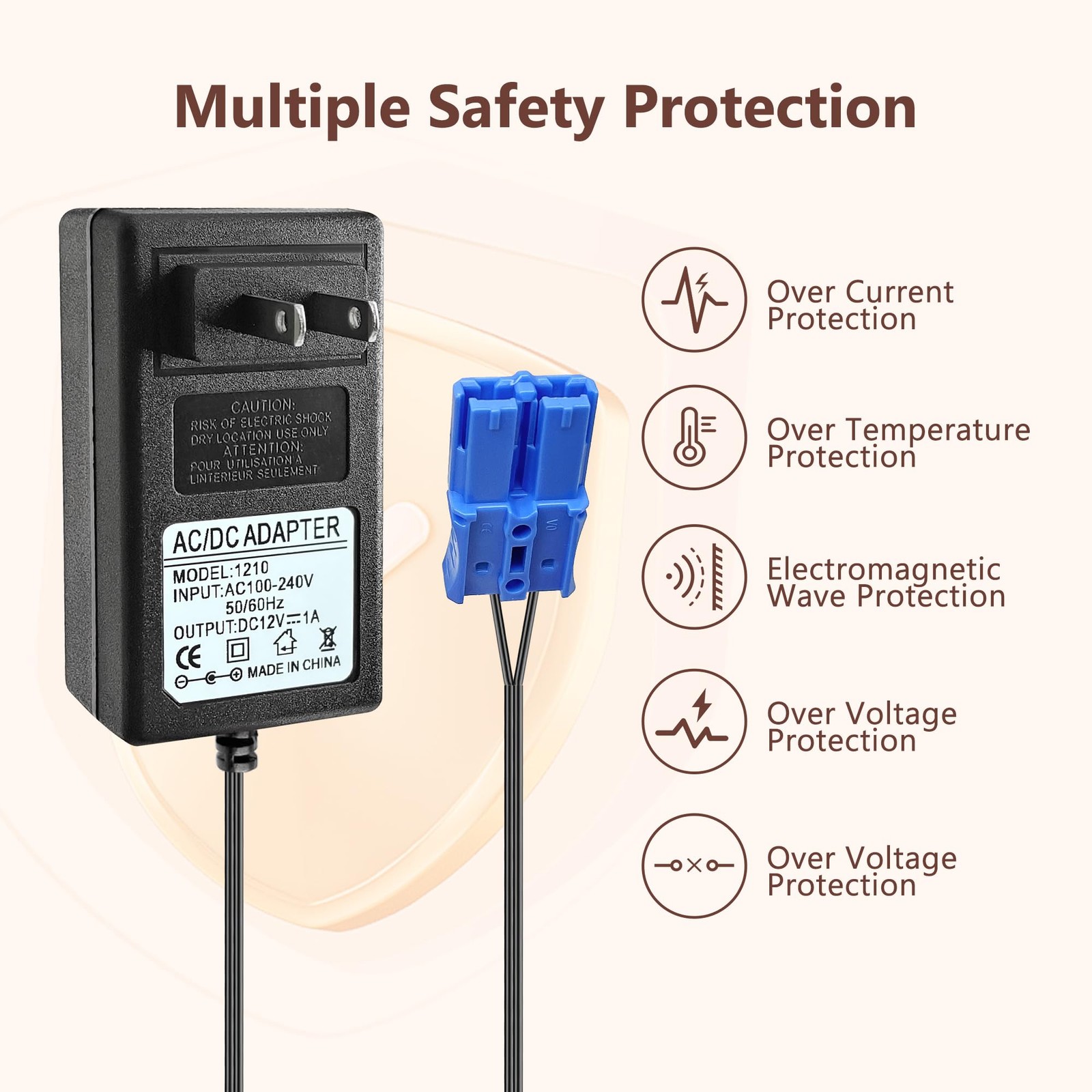 12V Battery Charger with Blue Plug for Kid Trax Ride-On Toys Compatible bule