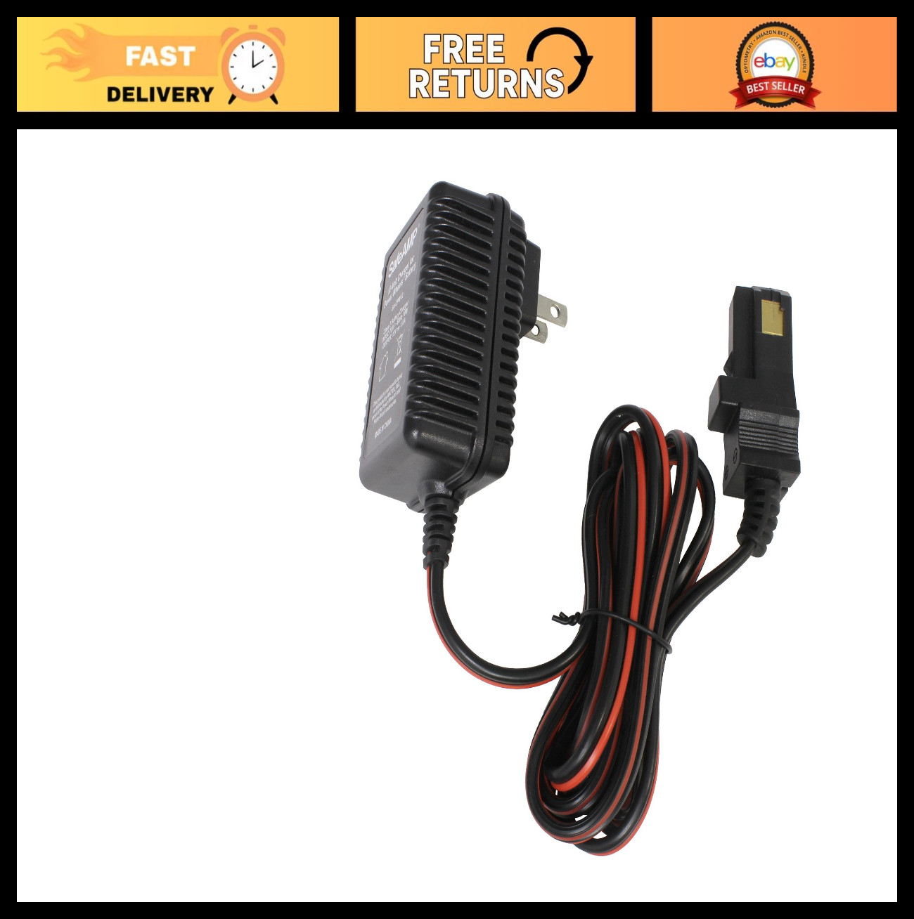 12V Charger for Power Wheels Gray & Orange Top Batteries – UL Listed, 1A SafeAmp