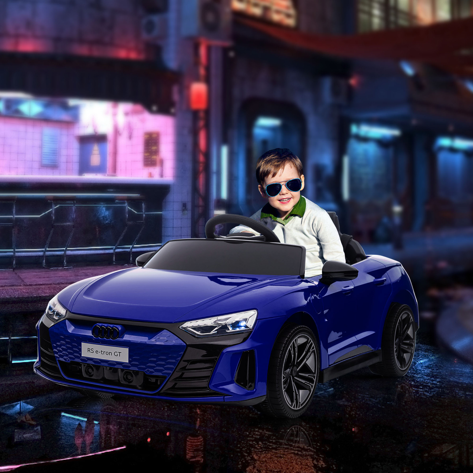12V Kids Electric Ride On Car, Licensed Audi RS e-tron GT, Dark Blue
