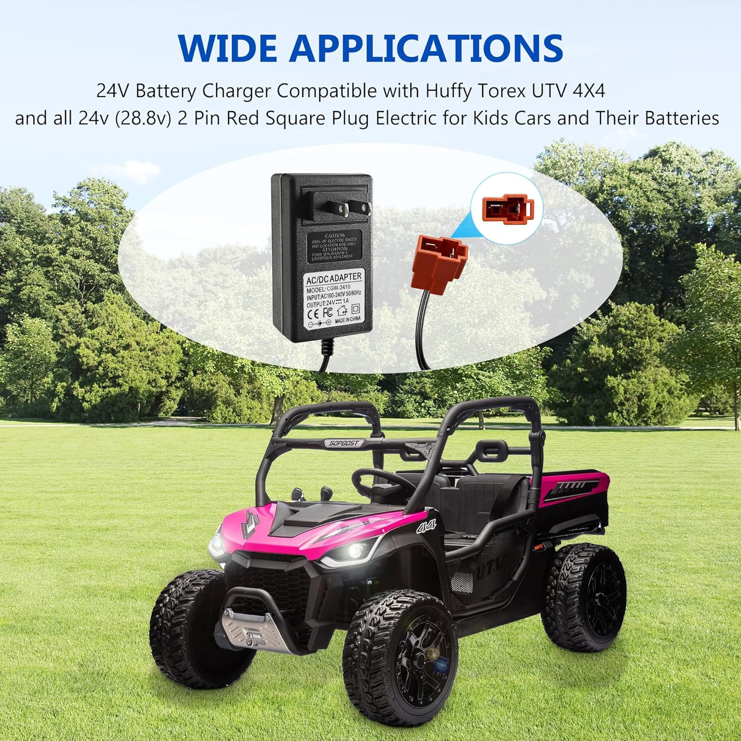 24V Battery Charger Compatible with Ride on Toys for Kids, 24Volt (28.8V) Batter