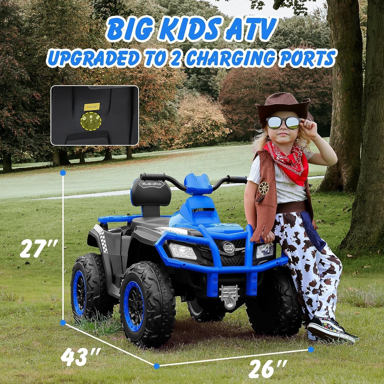 24V Kids Ride on ATV 4 4WD Off-Road 4 Wheeler Ride on Car