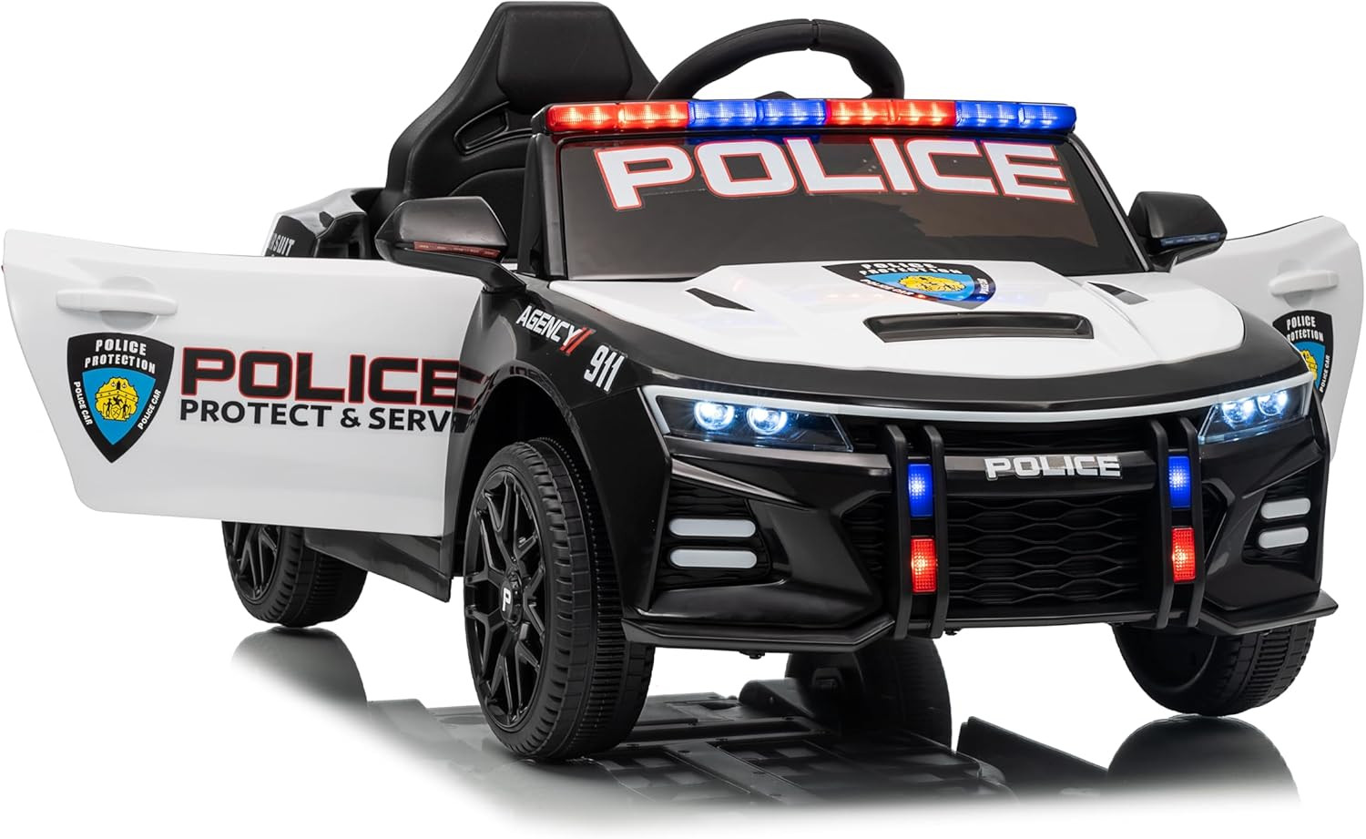 Police Car Ride on Electric Car for Kids, Battery Powered Ride-On Toys Cop Cars