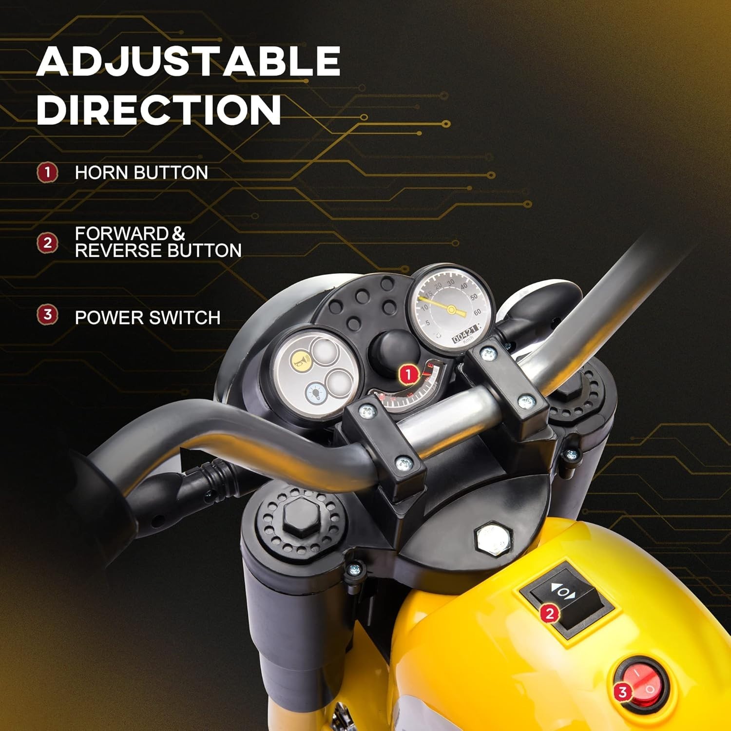 Kids Electric Motorcycle with Horn and Lights – 3-Wheel Ride-On for 18-36