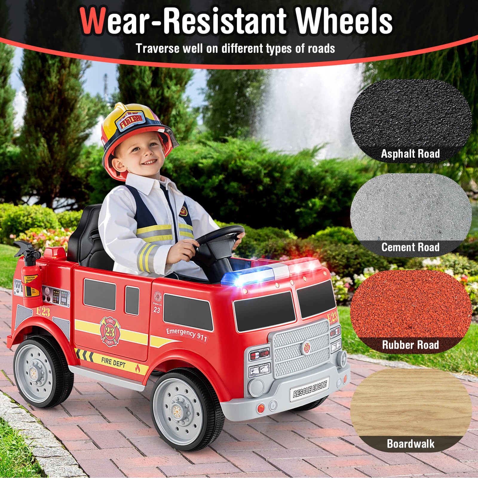 Kids Ride on Police Car 12V Battery Powered Electric Vehicle w/ 3 Speeds