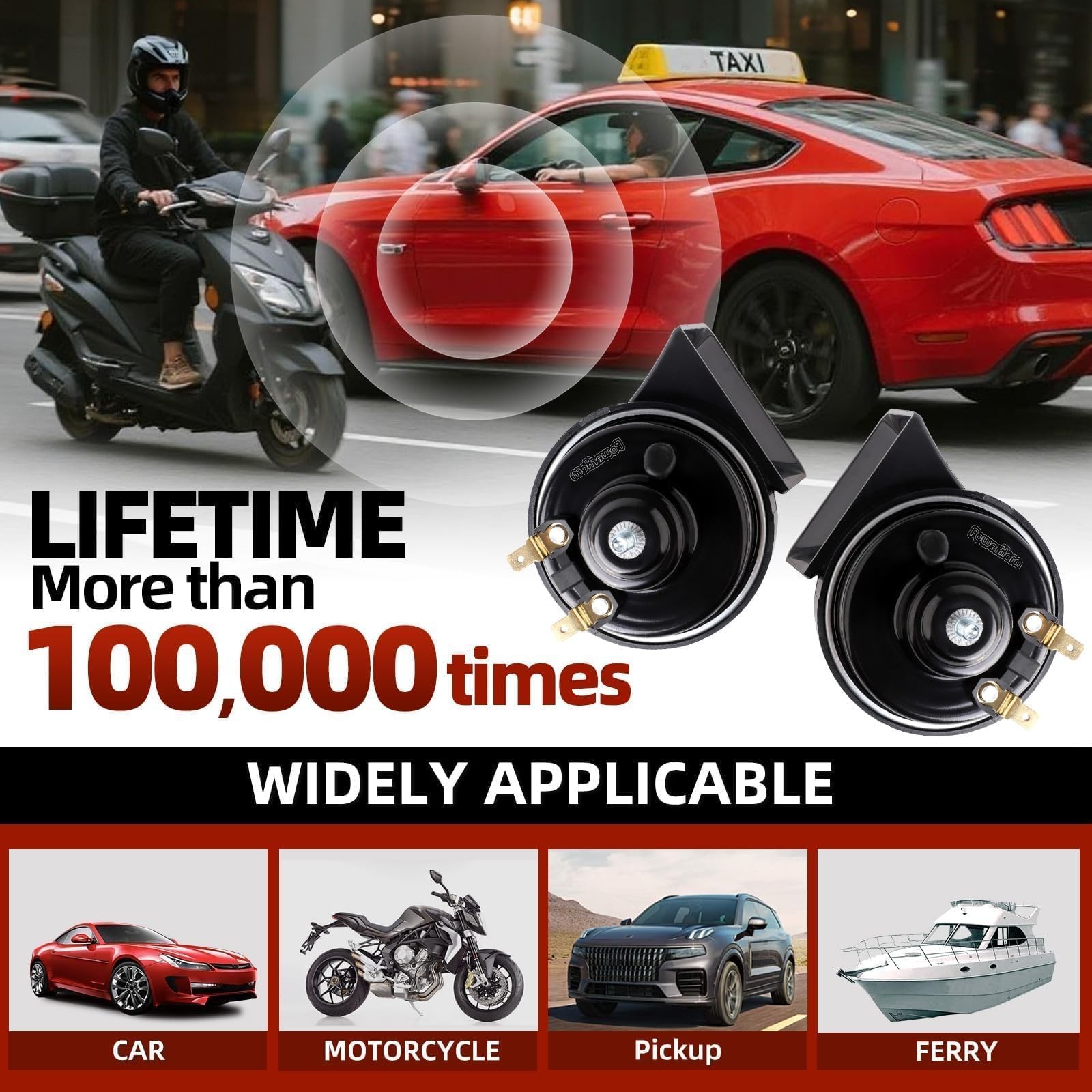 Car Horns 12v 130dB Ultra Loud [2 pack]kit -Truck Train Horn,Tweeter/Bass,Hig…