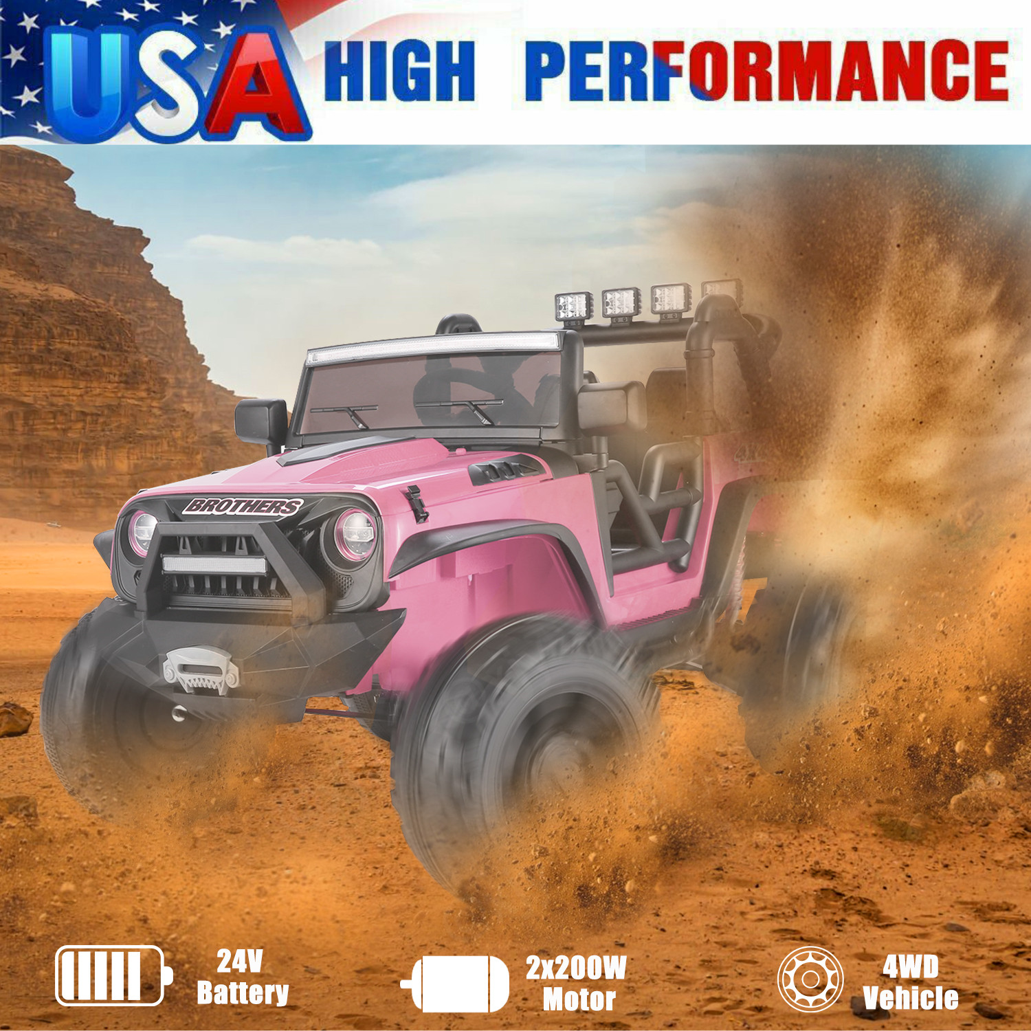 12/24V Large Ride On Truck Kids Electric Car+Parental Remote Control Xmas Gift