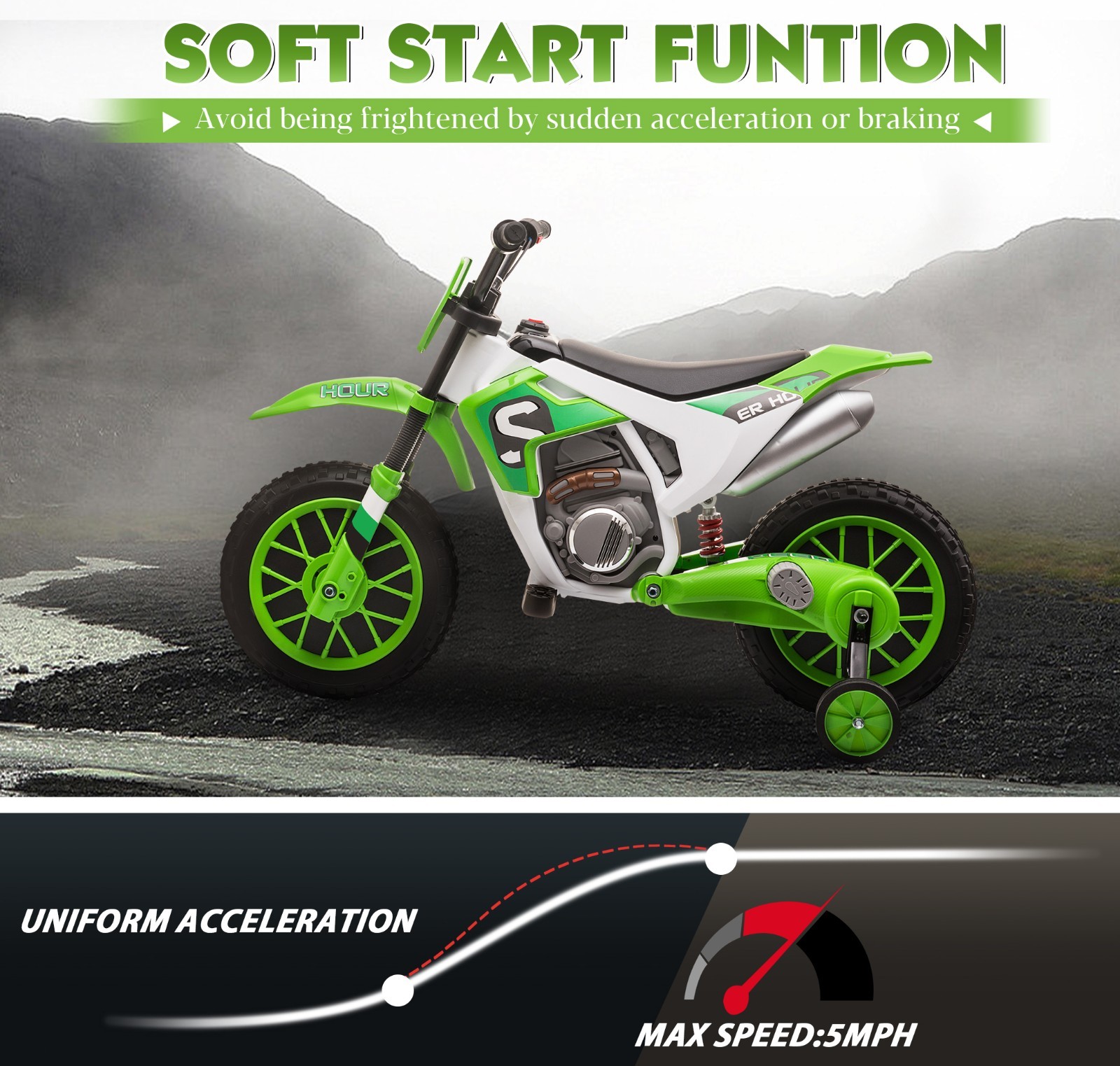 TOBBI Electric Motorcycle for Kids 12V Dirt Bike Ride on Toy Battery Motorbike