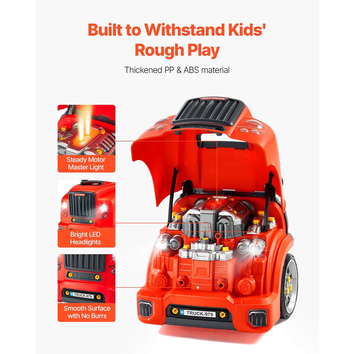 Engine Toy Kids Mechanic Car Repair Set with Removable Parts Red