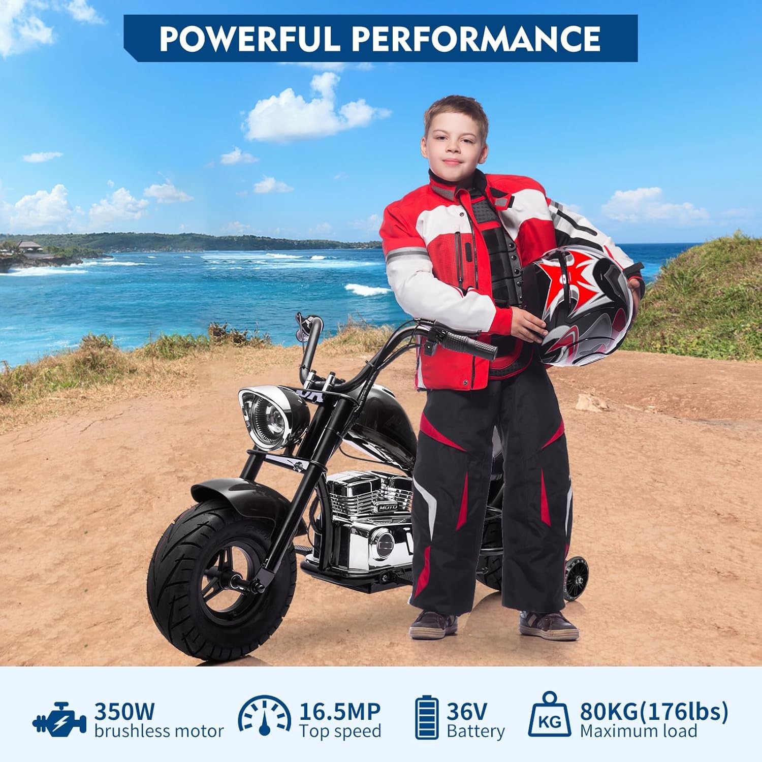 GARVEE Electric Dirt Bike for Kids 10+ 36V 9Ah Battery Pneumatic Tires Music