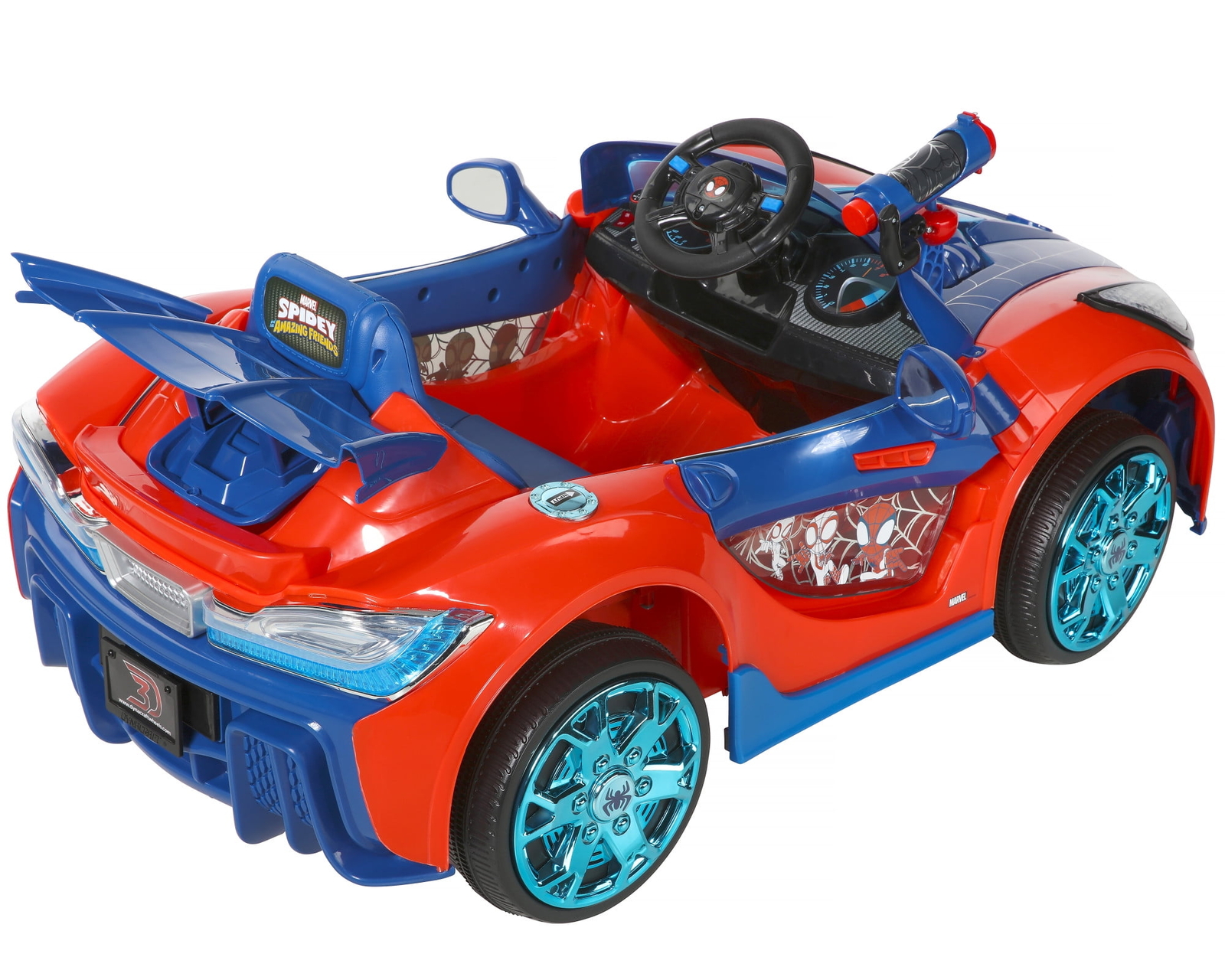 Spider-Man Super Car Battery-Powered Vehicle w/ Water Cannon, LED’s Ages 3+