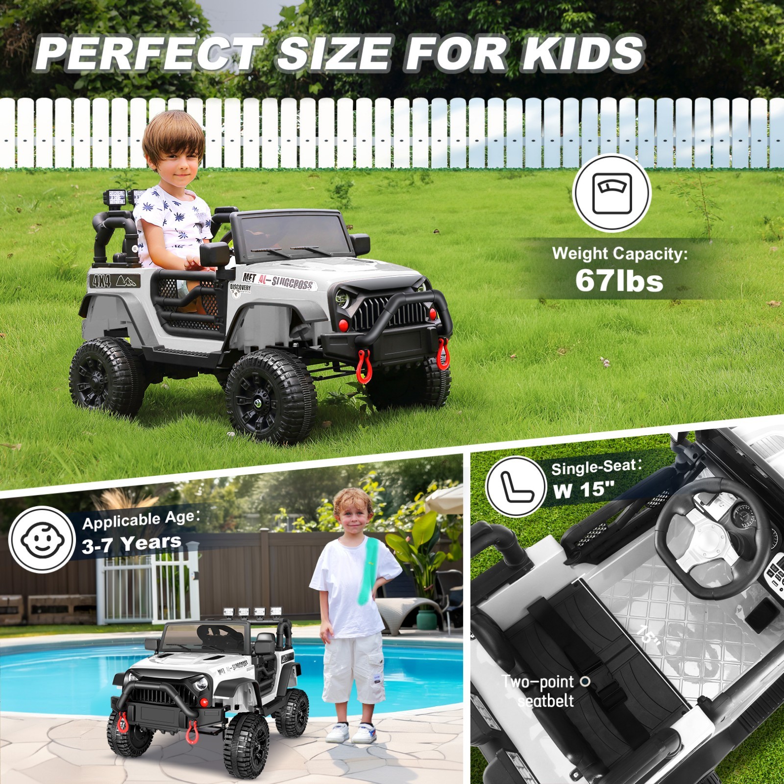 12V/24V Kids Car Power Wheels Ride-on Truck with Parental Remote Control and LED