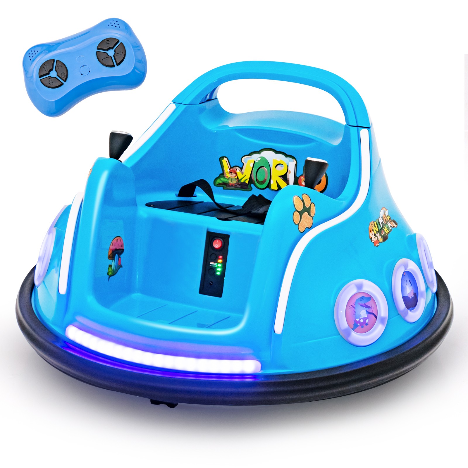 12V Kids Ride on Bumper Car Remote Control w/ Flashing LED Light & Music Navy