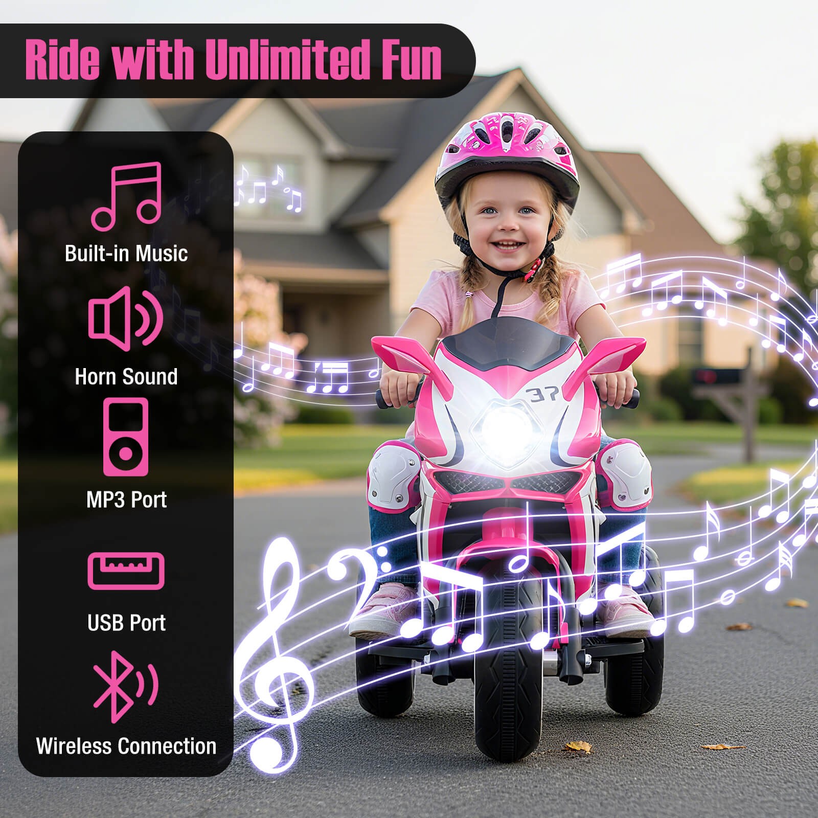 Kids Ride on Motorcycle 6V Battery Powered Mini Electric Motorbike w/ LED Lights