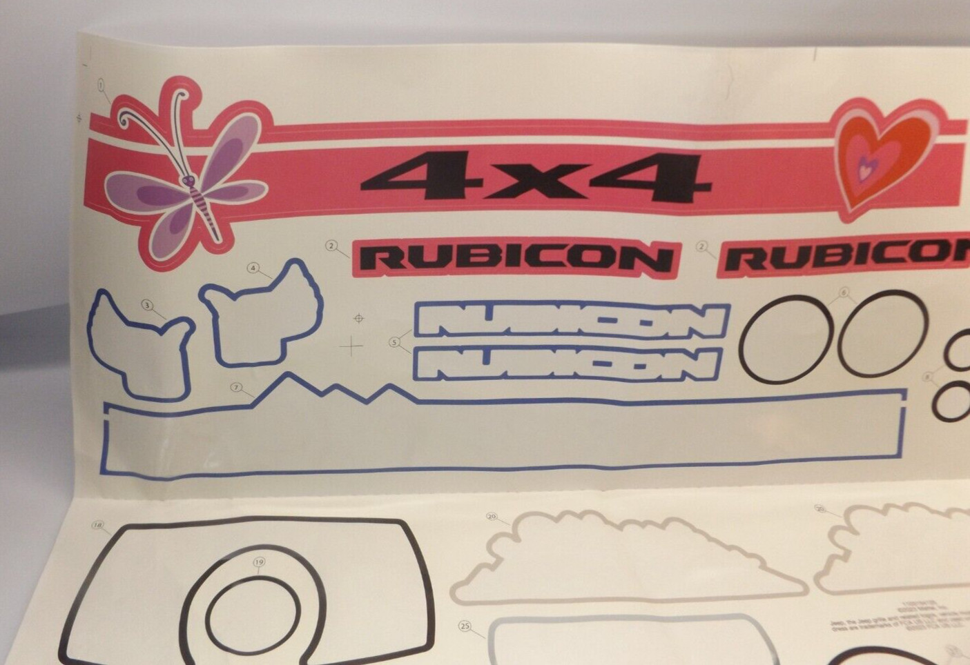 Power Wheels 3900-8481 Label Sticker Decals Jeep Wrangler Rubicon JL Pink