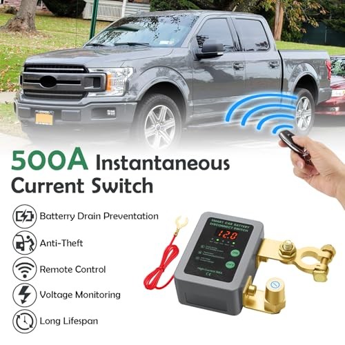 Remote Battery Disconnect Switch DC 12V 240A Anti-Theft Car Kill Switch