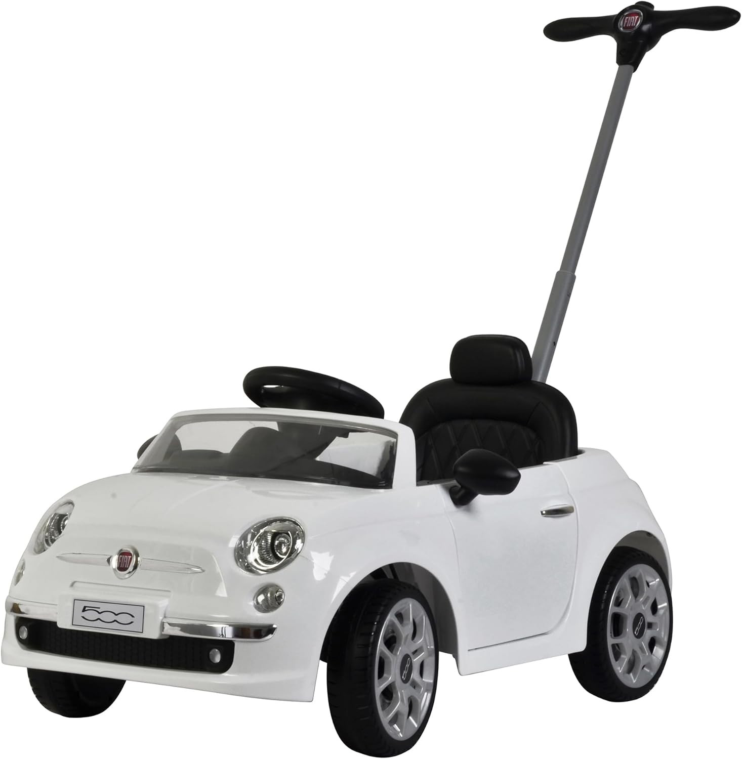 Fiat 500 Ride on Push Toy Baby Car Stroller for Toddlers 1 to 3 Years Old with M