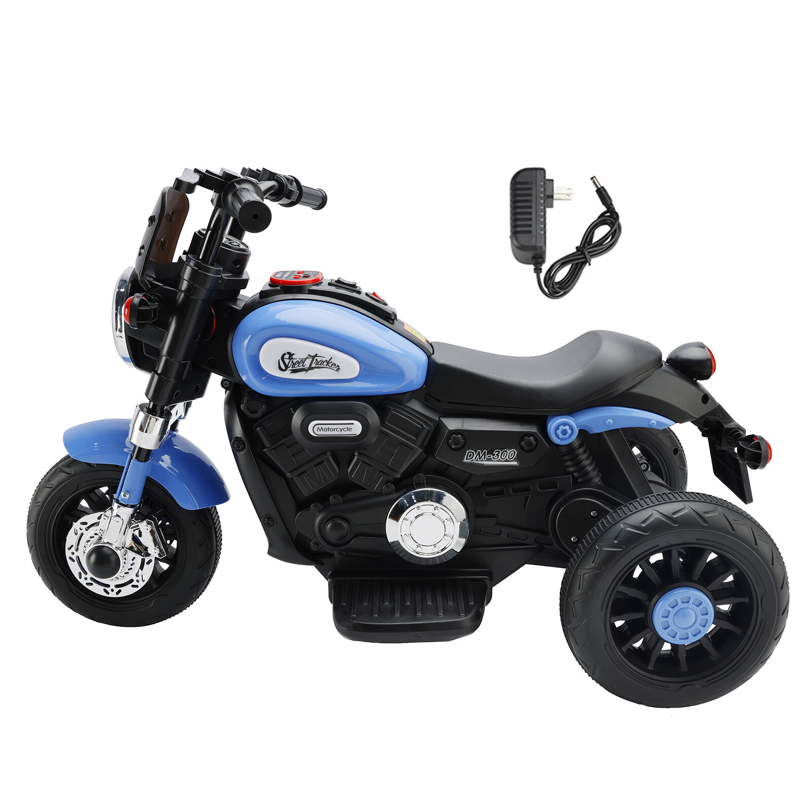 3 Wheel Kids Ride On Motorcycle 6V Powered Electric Dual Drive Toy Car Blue E4