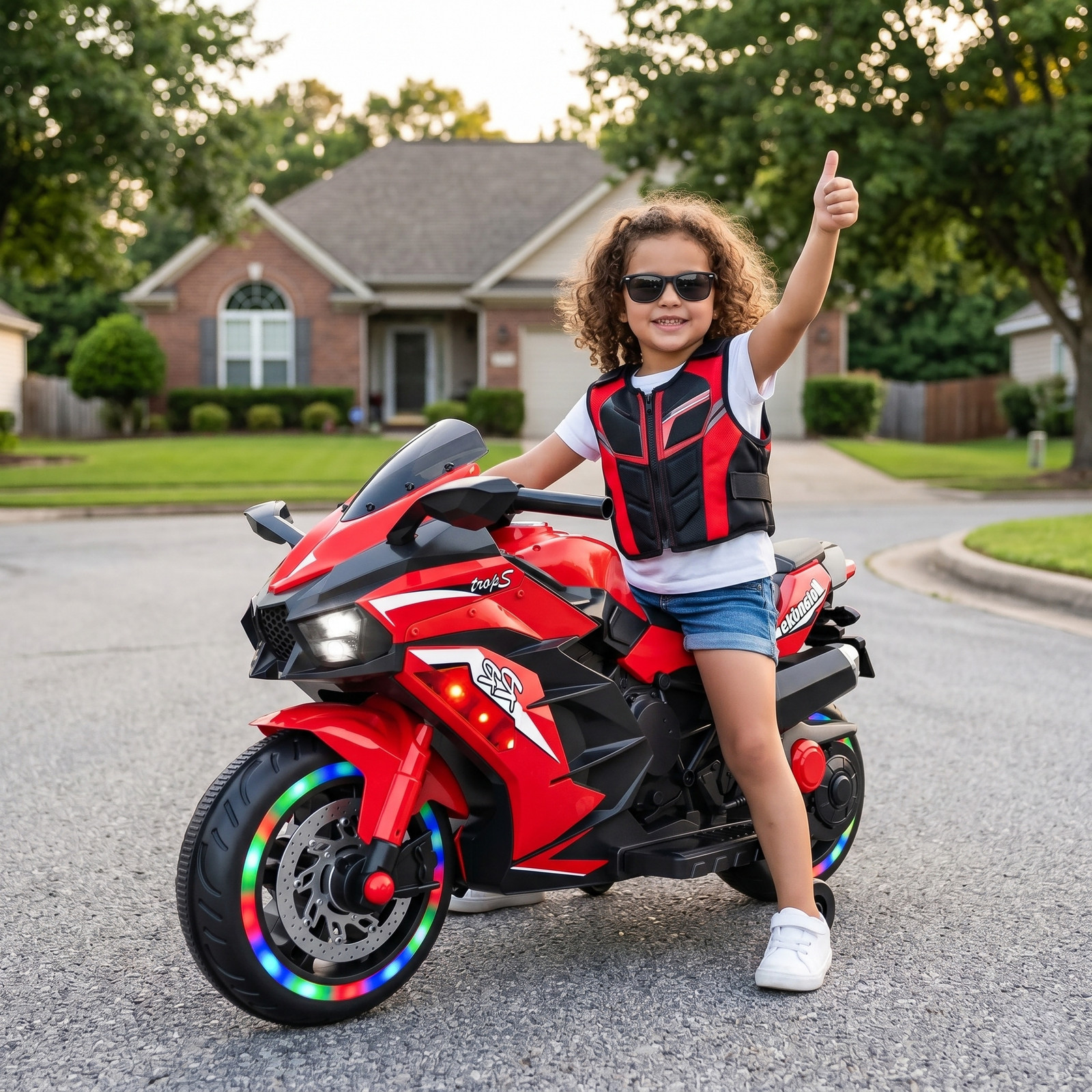 12V Kids Electric Motorcycle LED Lights Ride On Toy Bike 2 Wheels Birthday Gift