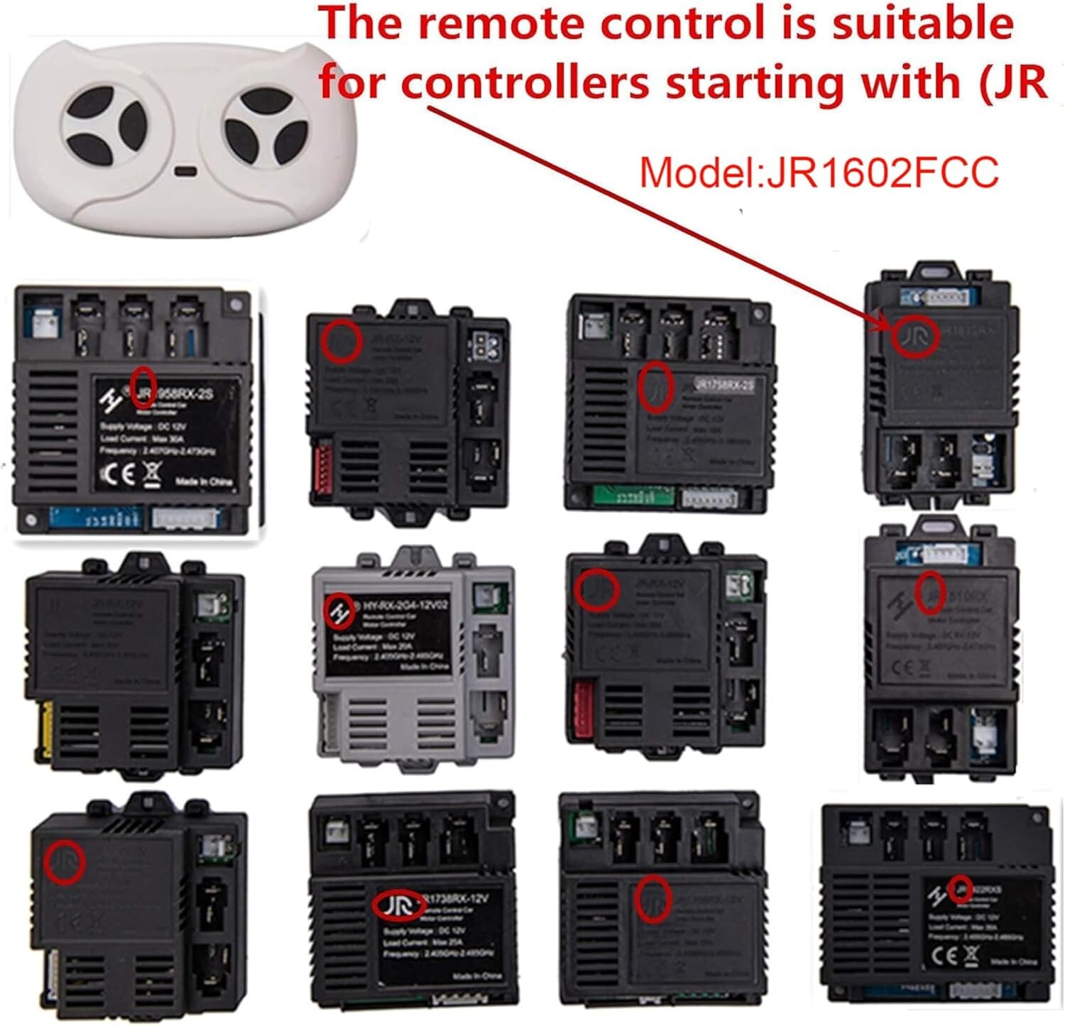 Replacement White Remote Control for Children’s JR Ride-On Car – 2.4G Bluetooth