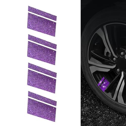 4 PCS Car Wheel Rim Decal, Diamond Encrusted Shiny Sticker Fits 18″ – Purple