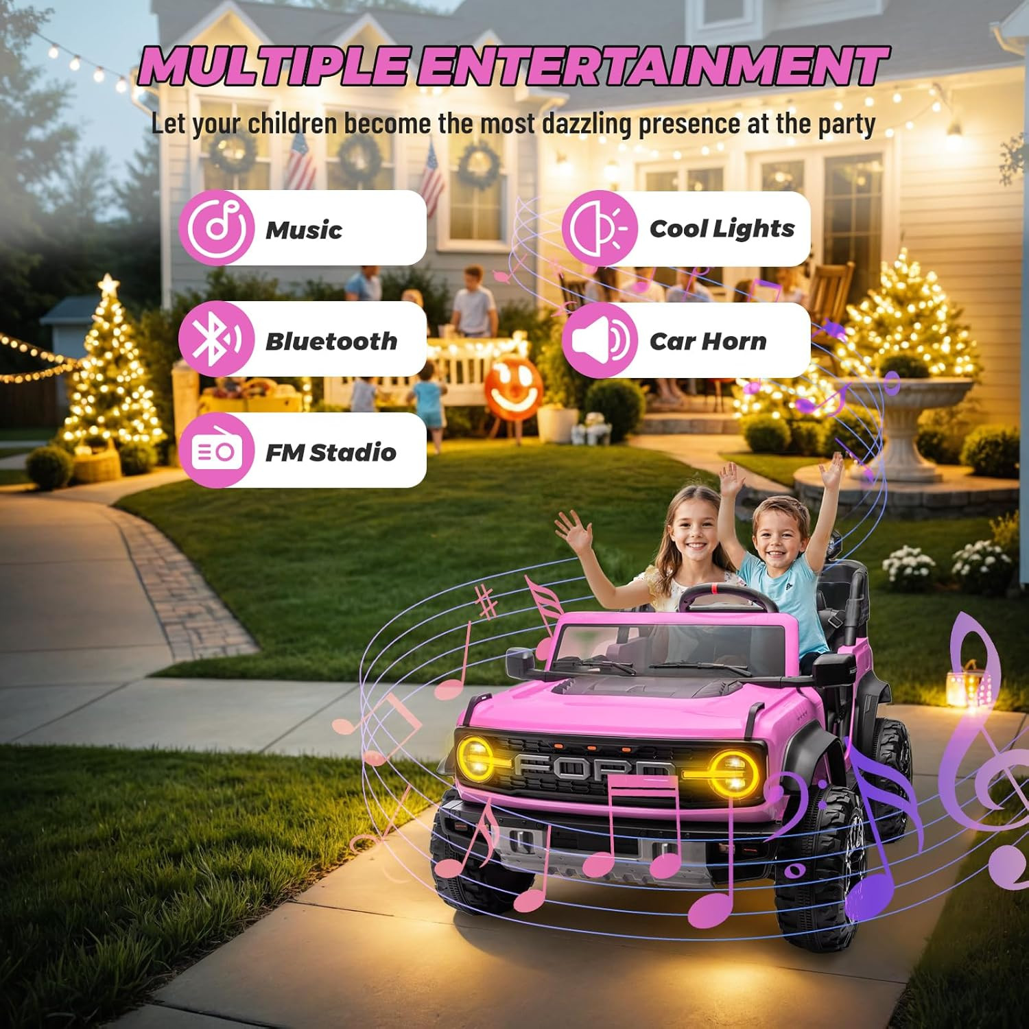 ENYOPRO 24V Ride on Toys for Big Kids, Licensed Ford Bronco Raptor 2 Seater Kids