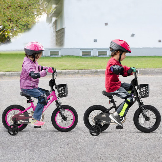 14 Inch Kids Bike with Basket and Training Wheels for Children Aged 4-5 Years Ol