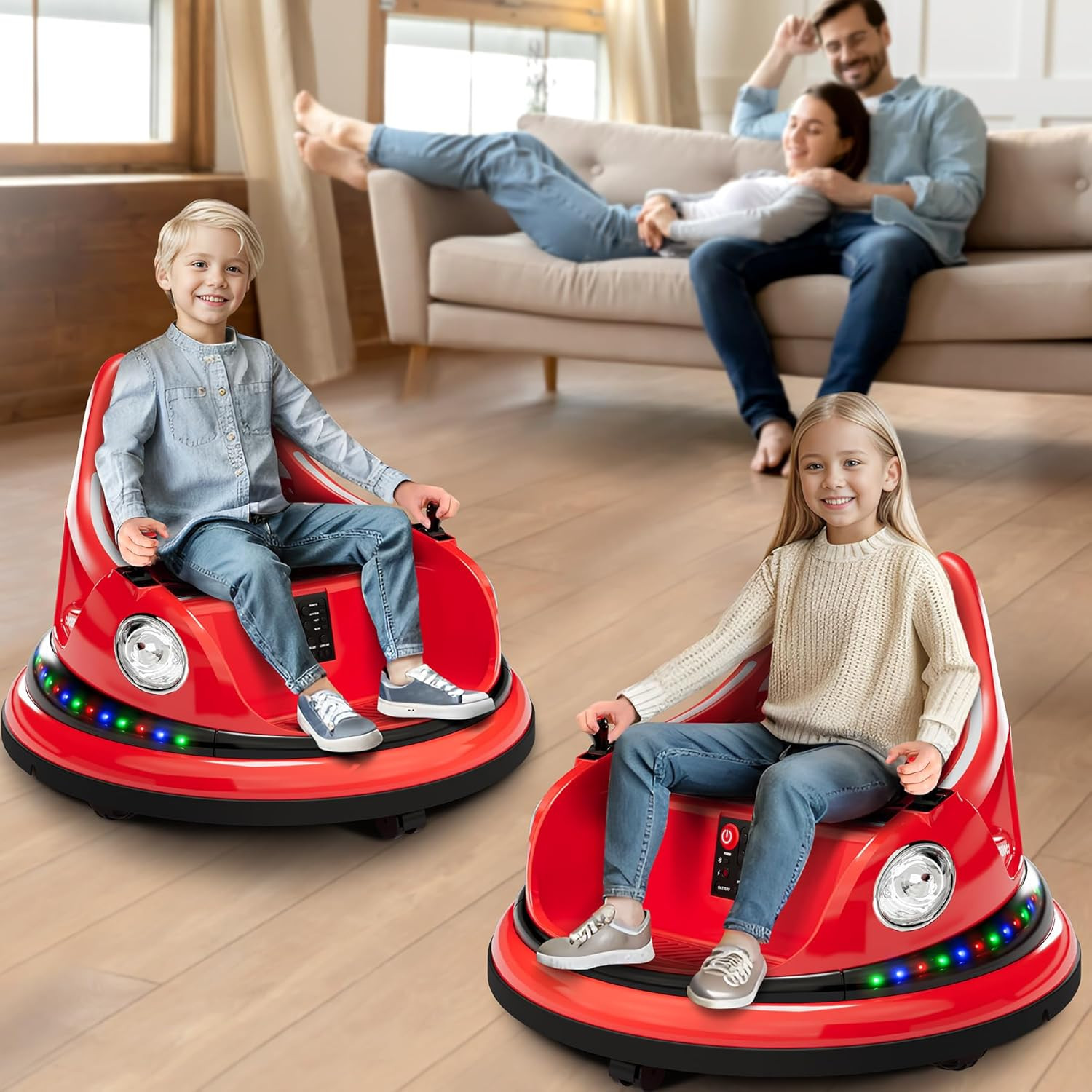 Ride on Bumper Car for Toddlers, 12V Battery Car for Kids W/Parent Remote, 2-Spe