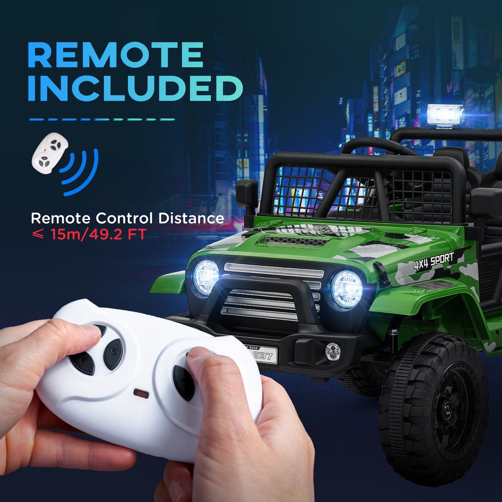 12V Battery Operated Ride On Car 4-Spring Suspension 3.1mph Green