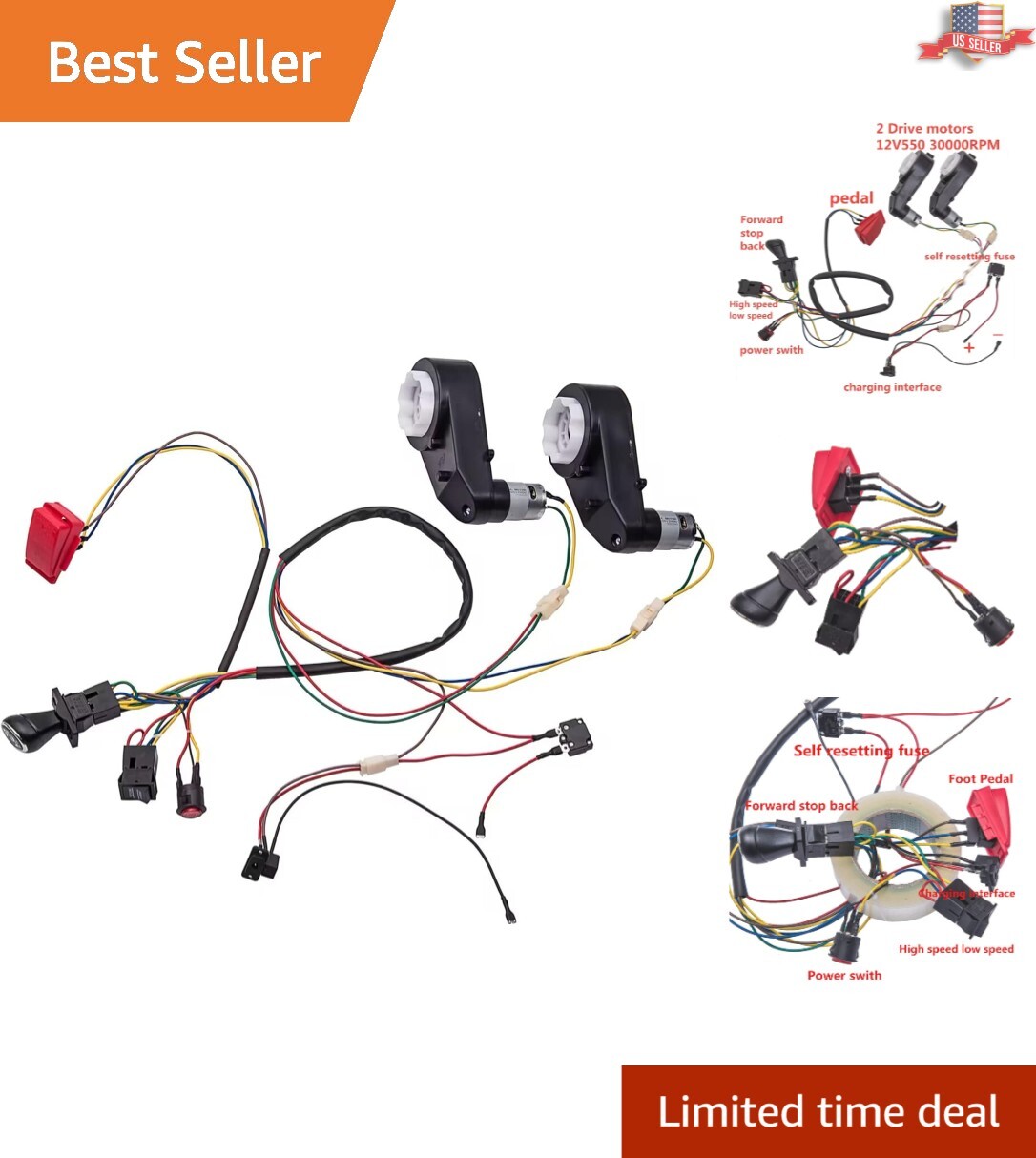 High-Speed Electric Car Accessory Set for Kids – DIY Wires, Gearbox & Pedal