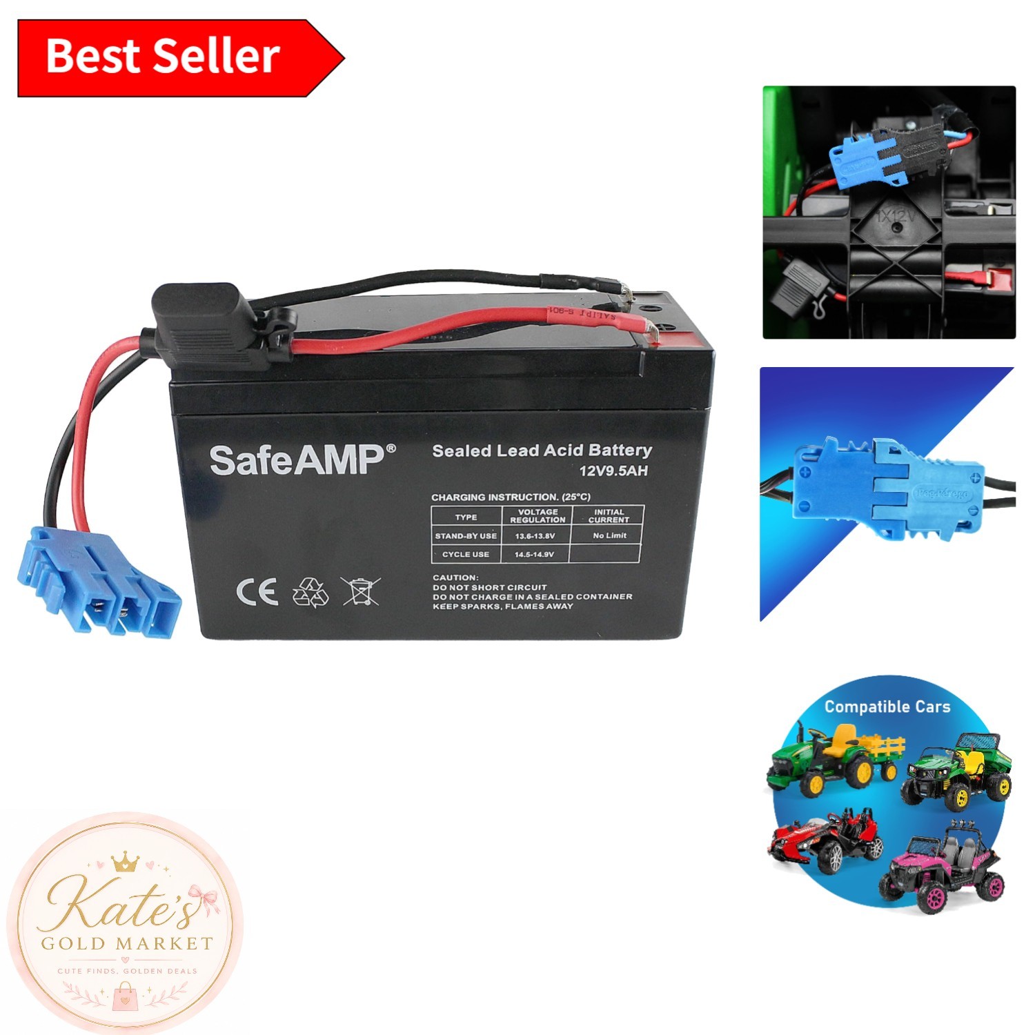 12V Peg-Perego Toy Battery – Rechargeable 9.5AH with Safety Fuse