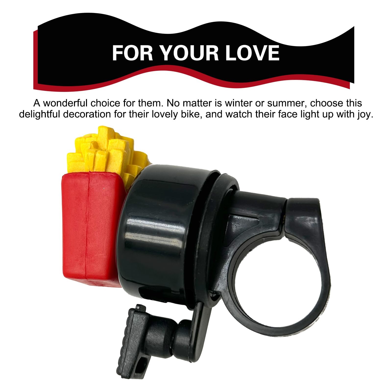 Bike French Fries Bell, Aluminum Alloy Bicycle Bell with Plastic Base, Loud C…