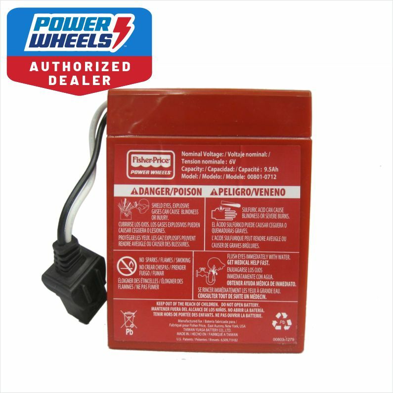 Power Wheels Battery 6 Volt Red Fisher Price Genuine 1 Yr Warranty 00801-0712 sp