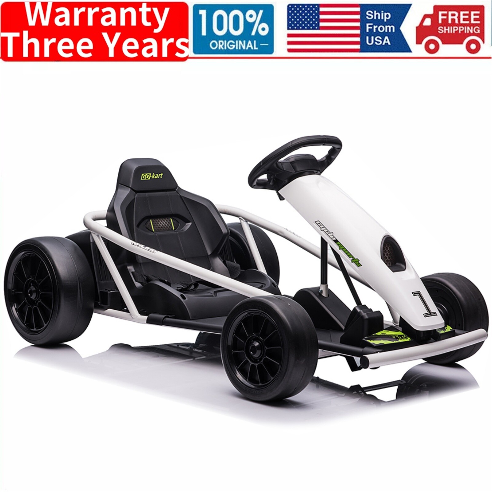 🍊🔥24V Go Kart 3Ride On Toy for Kids 8-12 Years 8MPH High Speed 300W*2 Powerful