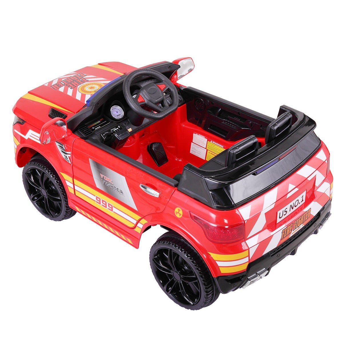 TOBBI 12V Fire Truck Ride on Battery Powered Electric Kids Car w/Remote Control