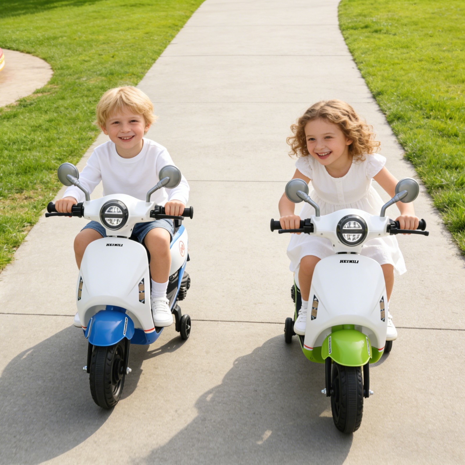 Blue 6V Kids Electric Motorcycle ride on Motorbike Age for 1-4 w/Training Wheels